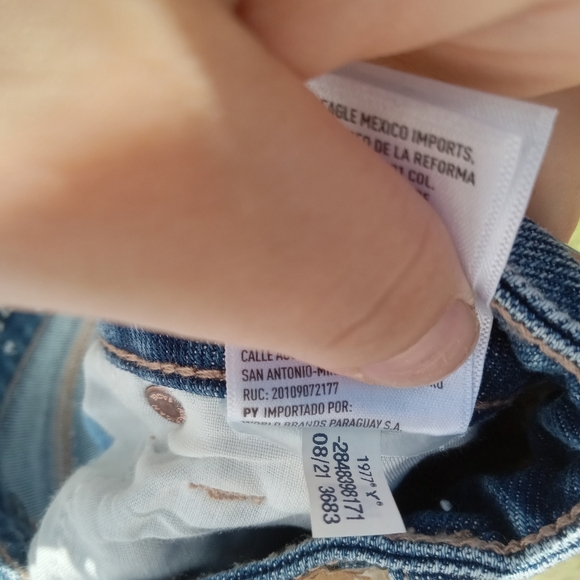 American Eagle Outfitters Women's Mom Straight Blue Jeans Size 0 Distressed - Picture 5 of 7